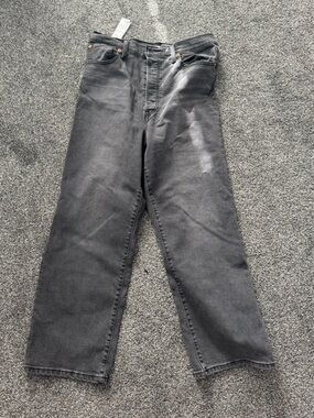 Levi Ribcage Straight Ankle Black Denim Jeans (Size 31)